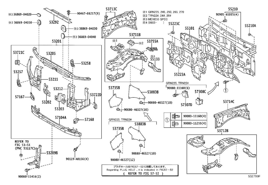 Toyota Tacoma Radiator Support Side Panel Bracket Right Interior